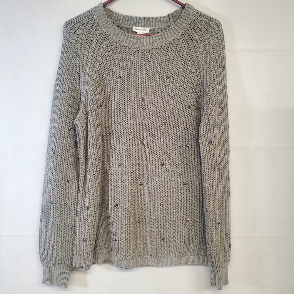 Tribal Jeans Star Studded Chunky Sweater Womens Size Med